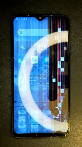 Xiaomi Redmi Note 8 Pro de j*****e antes de la reparación de pantalla