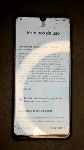 Huawei P30 lite de J**n antes de la reparación de pantalla