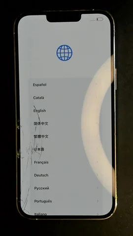 Apple iPhone 13 Pro Max de M****o antes de la reparación de tapa trasera y pantalla