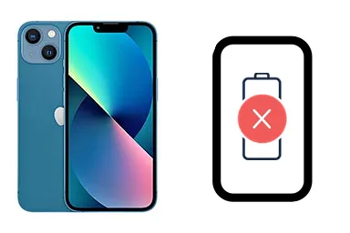 iPhone 13 junto a una avería de Batería, ofreciendo reparación de Batería de iPhone 13 en Santifer iRepair