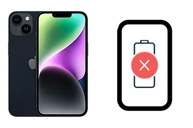 iPhone 14 junto a una avería de Batería, ofreciendo reparación de Batería de iPhone 14 en Santifer iRepair