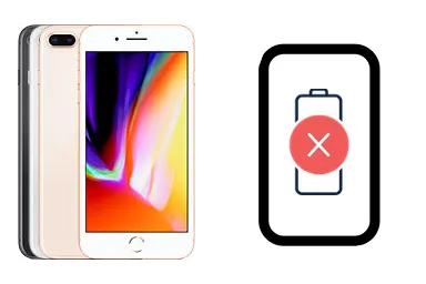 iPhone 8 Plus junto a una avería de Batería, ofreciendo reparación de Batería de iPhone 8 Plus en Santifer iRepair