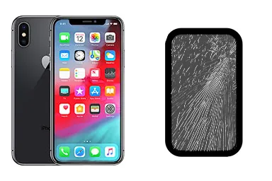 iPhone XS junto a una avería de Cristal, ofreciendo reparación de Cristal de iPhone XS en Santifer iRepair