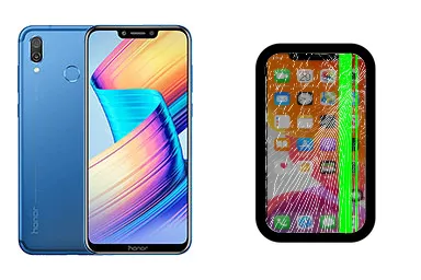Honor Play junto a una avería de Pantalla, ofreciendo reparación de Pantalla de Honor Play en Santifer iRepair