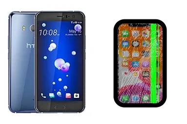 HTC U11 junto a una avería de Pantalla, ofreciendo reparación de Pantalla de HTC U11 en Santifer iRepair