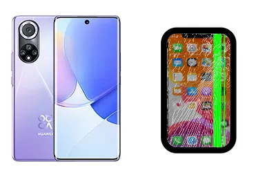 Huawei nova 9 junto a una avería de Pantalla, ofreciendo reparación de Pantalla de Huawei nova 9 en Santifer iRepair