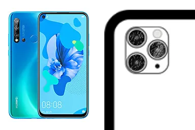 Huawei P20 lite (2019) junto a una avería de Cristal de la cámara, ofreciendo reparación de Cristal de la cámara de Huawei P20 lite (2019) en Santifer iRepair