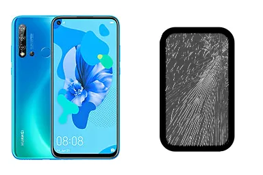 Huawei P20 lite (2019) junto a una avería de Cristal, ofreciendo reparación de Cristal de Huawei P20 lite (2019) en Santifer iRepair