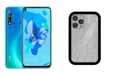 Huawei P20 lite (2019) junto a una avería de Tapa trasera, ofreciendo reparación de Tapa trasera de Huawei P20 lite (2019) en Santifer iRepair