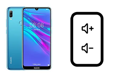 Huawei Y6 (2019) junto a una avería de Botones de volumen, ofreciendo reparación de Botones de volumen de Huawei Y6 (2019) en Santifer iRepair
