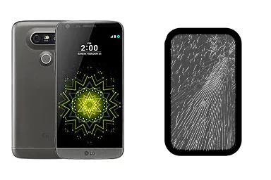 LG G5 junto a una avería de Cristal, ofreciendo reparación de Cristal de LG G5 en Santifer iRepair