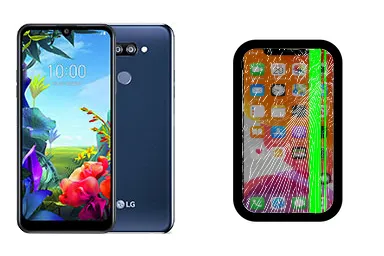 LG K40S junto a una avería de Pantalla, ofreciendo reparación de Pantalla de LG K40S en Santifer iRepair