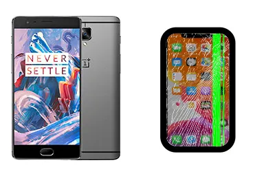 OnePlus 3 junto a una avería de Pantalla, ofreciendo reparación de Pantalla de OnePlus 3 en Santifer iRepair