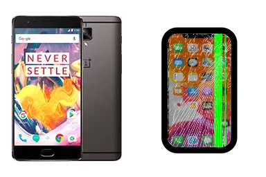 OnePlus 3T junto a una avería de Pantalla, ofreciendo reparación de Pantalla de OnePlus 3T en Santifer iRepair