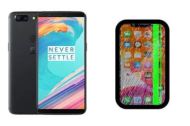 OnePlus 5T junto a una avería de Pantalla, ofreciendo reparación de Pantalla de OnePlus 5T en Santifer iRepair