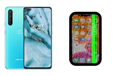 OnePlus Nord junto a una avería de Pantalla, ofreciendo reparación de Pantalla de OnePlus Nord en Santifer iRepair