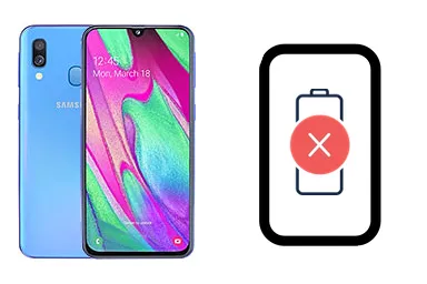 Samsung Galaxy A40 junto a una avería de Batería, ofreciendo reparación de Batería de Samsung Galaxy A40 en Santifer iRepair