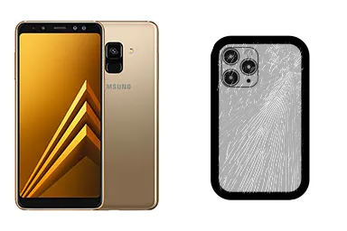 Samsung Galaxy A8 (2018) junto a una avería de Tapa trasera, ofreciendo reparación de Tapa trasera de Samsung Galaxy A8 (2018) en Santifer iRepair