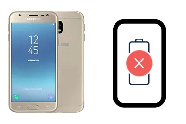 Samsung Galaxy J3 (2017) junto a una avería de Batería, ofreciendo reparación de Batería de Samsung Galaxy J3 (2017) en Santifer iRepair