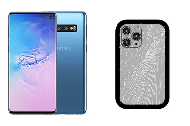 Samsung Galaxy S10 junto a una avería de Tapa trasera, ofreciendo reparación de Tapa trasera de Samsung Galaxy S10 en Santifer iRepair