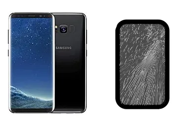 Samsung Galaxy S8 junto a una avería de Cristal, ofreciendo reparación de Cristal de Samsung Galaxy S8 en Santifer iRepair