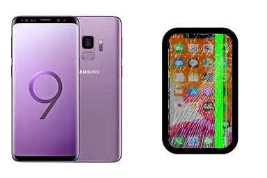 Samsung Galaxy S9 junto a una avería de Pantalla, ofreciendo reparación de Pantalla de Samsung Galaxy S9 en Santifer iRepair