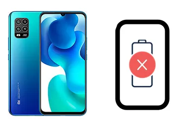 Xiaomi Mi 10 Lite 5G junto a una avería de Batería, ofreciendo reparación de Batería de Xiaomi Mi 10 Lite 5G en Santifer iRepair