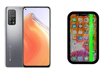 Xiaomi Mi 10T 5G junto a una avería de Pantalla, ofreciendo reparación de Pantalla de Xiaomi Mi 10T 5G en Santifer iRepair