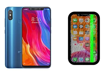 Xiaomi Mi 8 junto a una avería de Pantalla, ofreciendo reparación de Pantalla de Xiaomi Mi 8 en Santifer iRepair