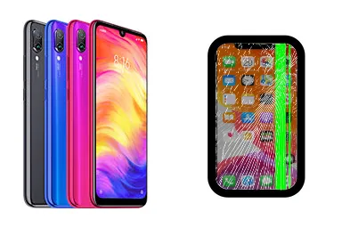 Xiaomi Redmi Note 7 junto a una avería de Pantalla, ofreciendo reparación de Pantalla de Xiaomi Redmi Note 7 en Santifer iRepair