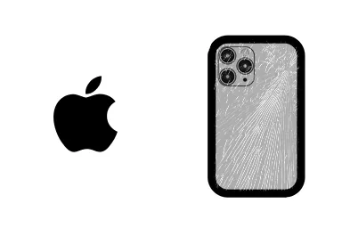 Logo de Apple junto a una avería de Tapa trasera de Móvil, ofreciendo el servicio de reparación de Tapa trasera de iPhone en Santifer iRepair