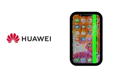 Logo de Huawei junto a una avería de Pantalla de Móvil, ofreciendo el servicio de reparación de Pantalla de Móviles Huawei en Santifer iRepair Sevilla