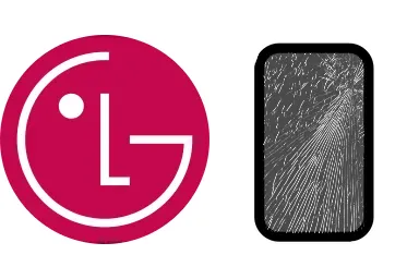 Logo de LG junto a una avería de Cristal de Móvil, ofreciendo el servicio de reparación de Cristal de Móviles LG en Santifer iRepair