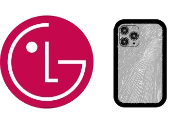 Logo de LG junto a una avería de Tapa trasera de Móvil, ofreciendo el servicio de reparación de Tapa trasera de Móviles LG en Santifer iRepair