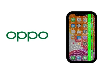 Logo de Oppo junto a una avería de Pantalla de Móvil, ofreciendo el servicio de reparación de Pantalla de Móviles Oppo en Santifer iRepair Sevilla