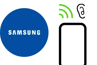 Logo de Samsung junto a una avería de Auricular de Móvil, ofreciendo el servicio de reparación de Auricular de Móviles Samsung en Santifer iRepair