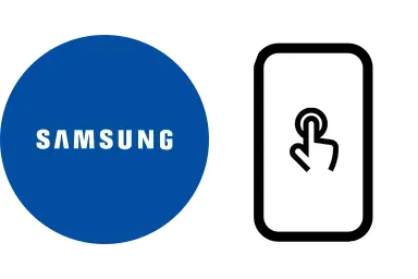 Logo de Samsung junto a una avería de Táctil de Móvil, ofreciendo el servicio de reparación de Táctil de Móviles Samsung en Santifer iRepair