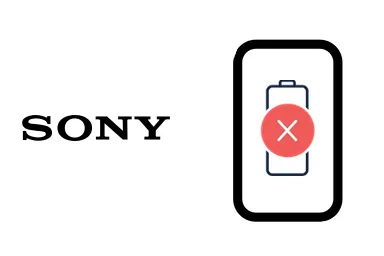 Logo de Sony junto a una avería de Batería de Móvil, ofreciendo el servicio de reparación de Batería de Móviles Sony en Santifer iRepair