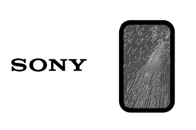 Logo de Sony junto a una avería de Cristal de Móvil, ofreciendo el servicio de reparación de Cristal de Móviles Sony en Santifer iRepair