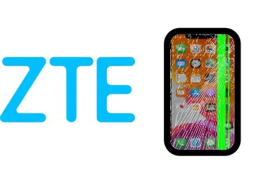 Logo de ZTE junto a una avería de Pantalla de Móvil, ofreciendo el servicio de reparación de Pantalla de Móviles ZTE en Santifer iRepair Sevilla