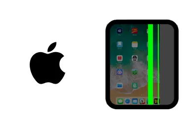 Logo de Apple junto a una avería de LCD de Tablet, ofreciendo el servicio de reparación de LCD de iPad en Santifer iRepair