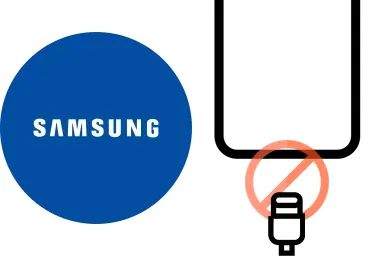 Logo de Samsung junto a una avería de Puerto de carga de Tablet, ofreciendo el servicio de reparación de Puerto de carga de Tablets Samsung en Santifer iRepair