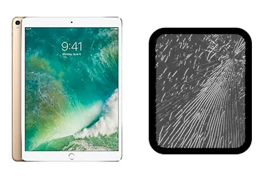 iPad Pro 10.5 (2017) junto a una avería de Cristal, ofreciendo reparación de Cristal de iPad Pro 10.5 (2017) en Santifer iRepair