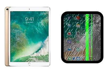 iPad Pro 10.5 (2017) junto a una avería de Pantalla, ofreciendo reparación de Pantalla de iPad Pro 10.5 (2017) en Santifer iRepair