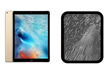 iPad Pro 12.9 (2015) junto a una avería de Cristal, ofreciendo reparación de Cristal de iPad Pro 12.9 (2015) en Santifer iRepair