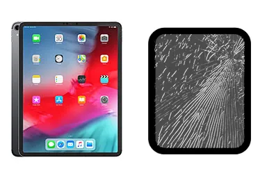 iPad Pro 12.9 (2018) junto a una avería de Cristal, ofreciendo reparación de Cristal de iPad Pro 12.9 (2018) en Santifer iRepair