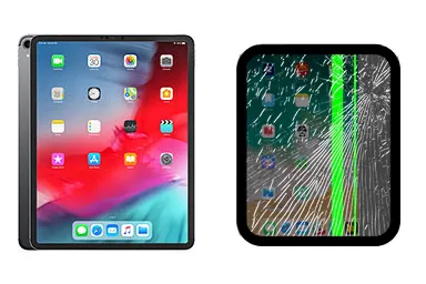 iPad Pro 12.9 (2018) junto a una avería de Pantalla, ofreciendo reparación de Pantalla de iPad Pro 12.9 (2018) en Santifer iRepair